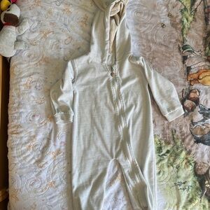 Cozy Cream Baby Onesie with Bunny Hood
